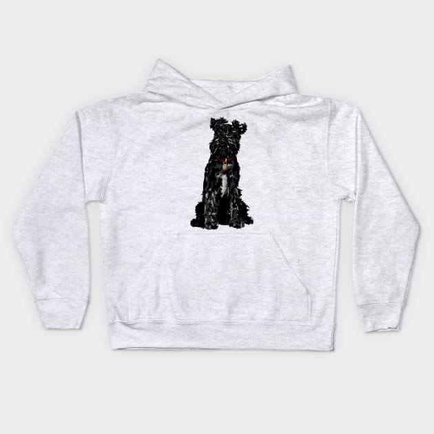 Dennis the Black Miniature Schnauzer Dog Sitting Kids Hoodie by NattyDesigns